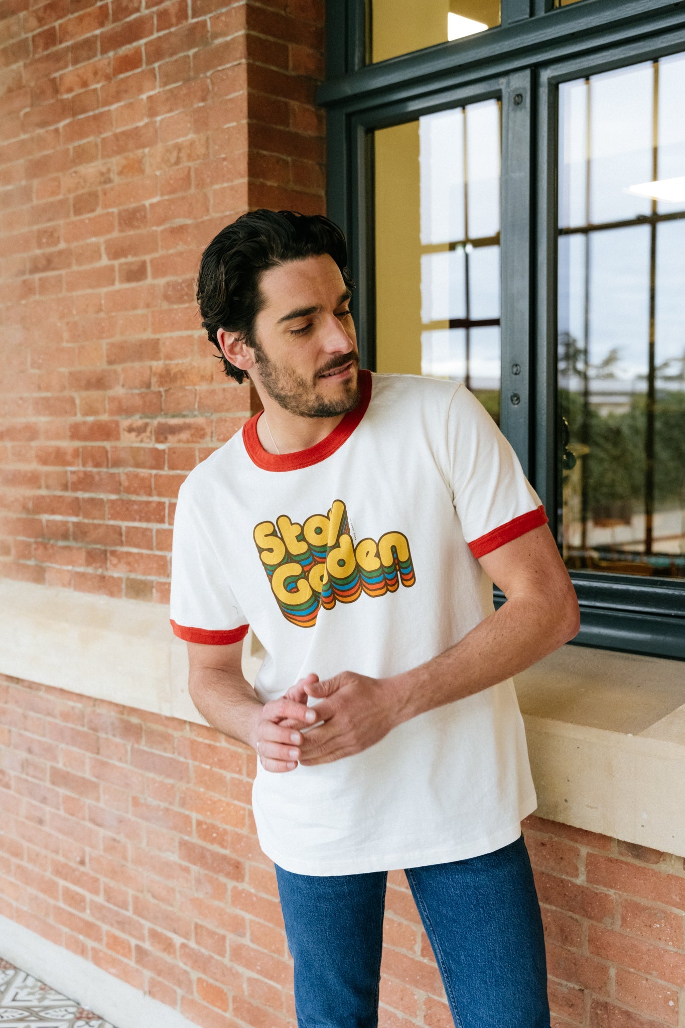 T-shirt blanc imprimé en coton bio - ricky stay golden chalk white