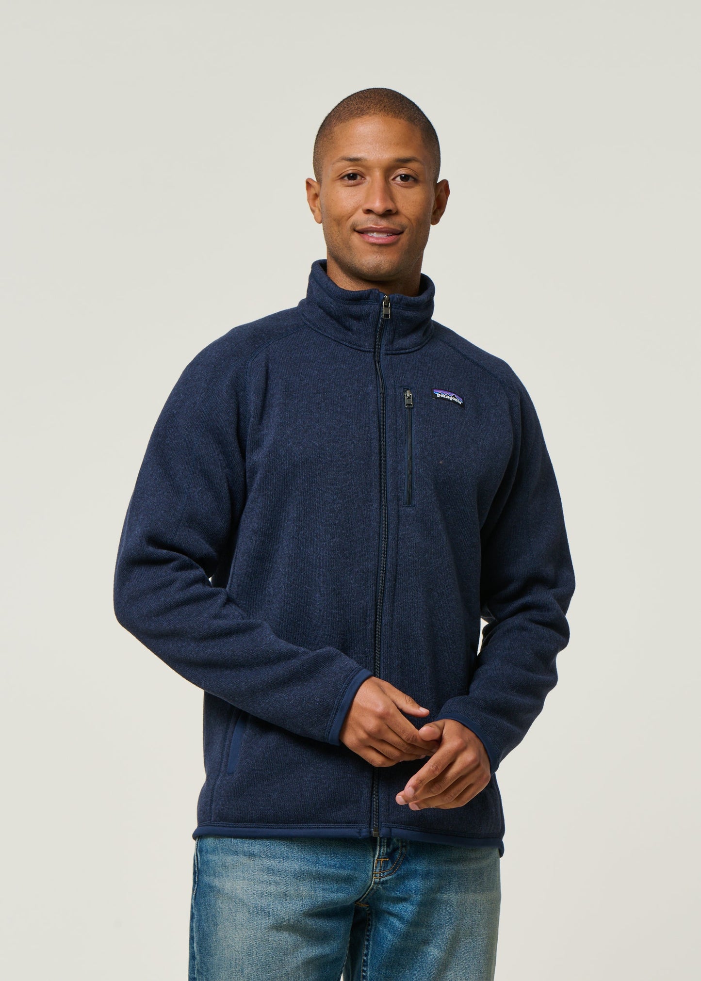 Veste polaire en matière recyclé | bleu marine "better sweater jkt new navy"