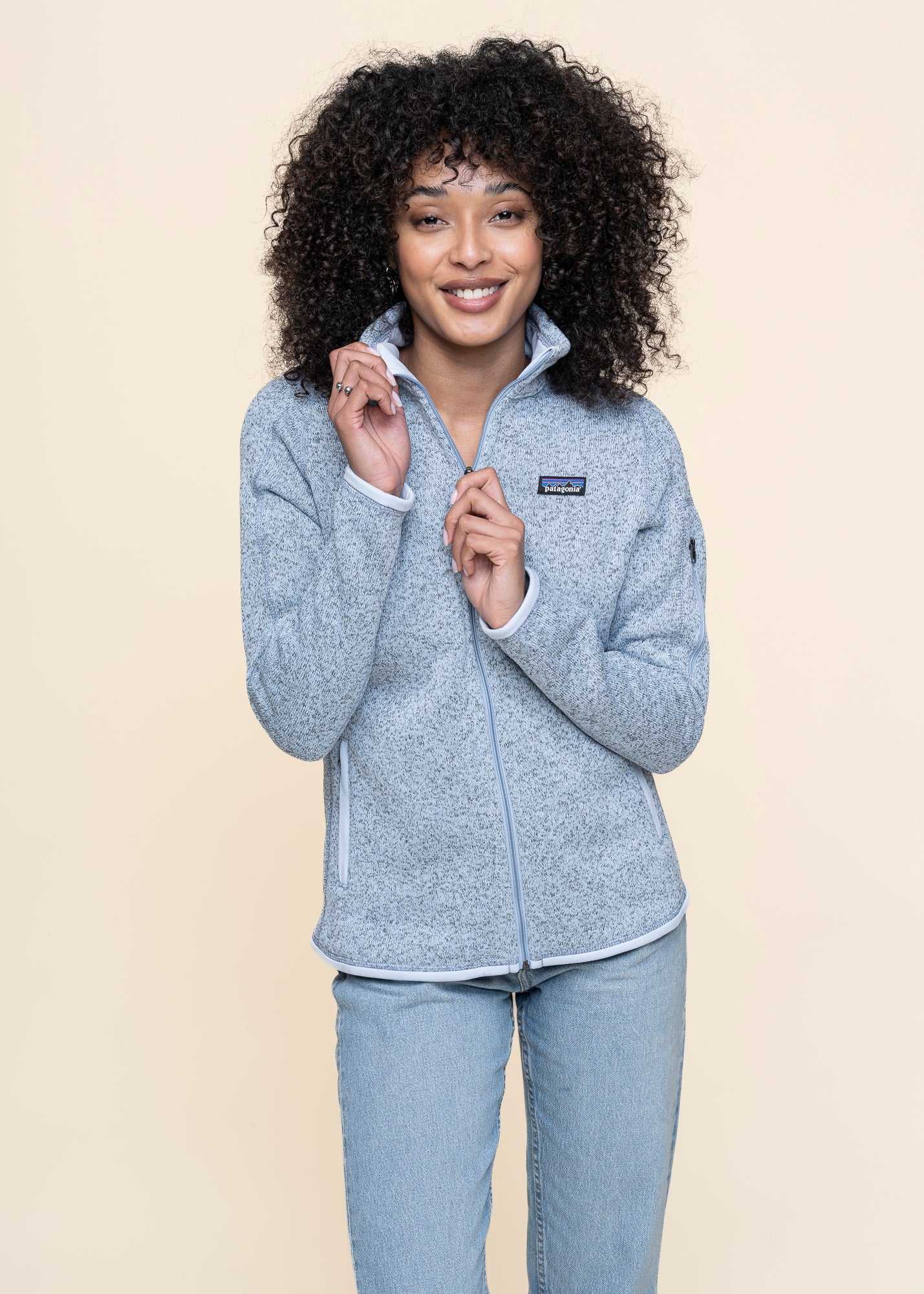 Veste polaire en matière recyclée | bleu clair "better sweater jkt - fleck blue"