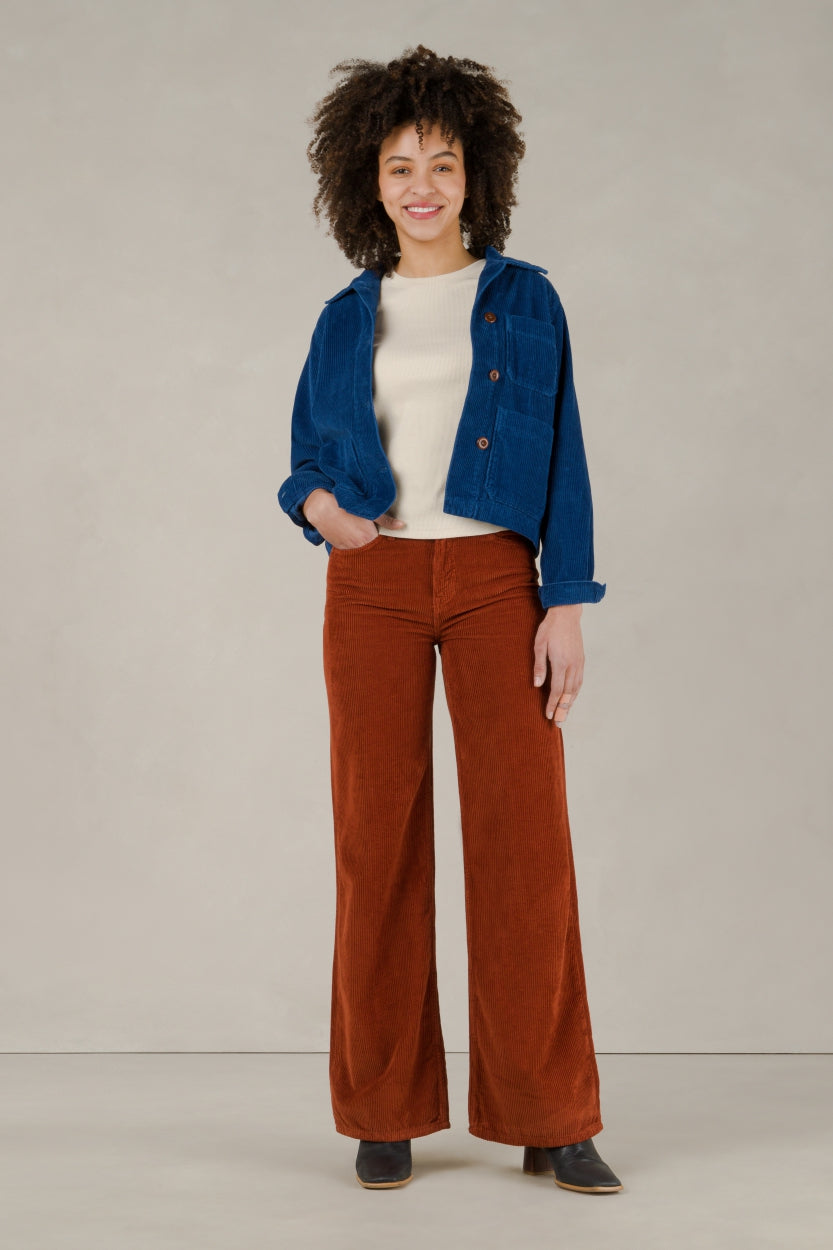 Pantalon ample côtelé en coton bio et recyclé | Argile "jane pottery clay"