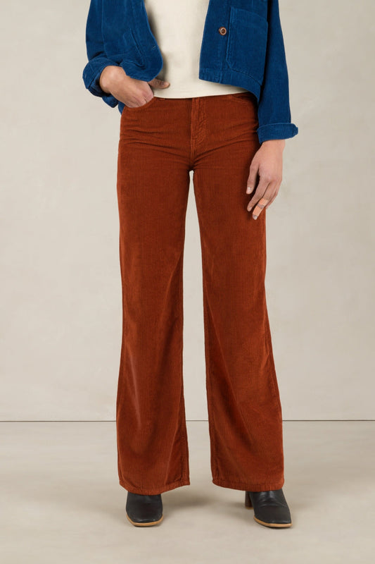 Pantalon ample côtelé en coton bio et recyclé | Argile "jane pottery clay"