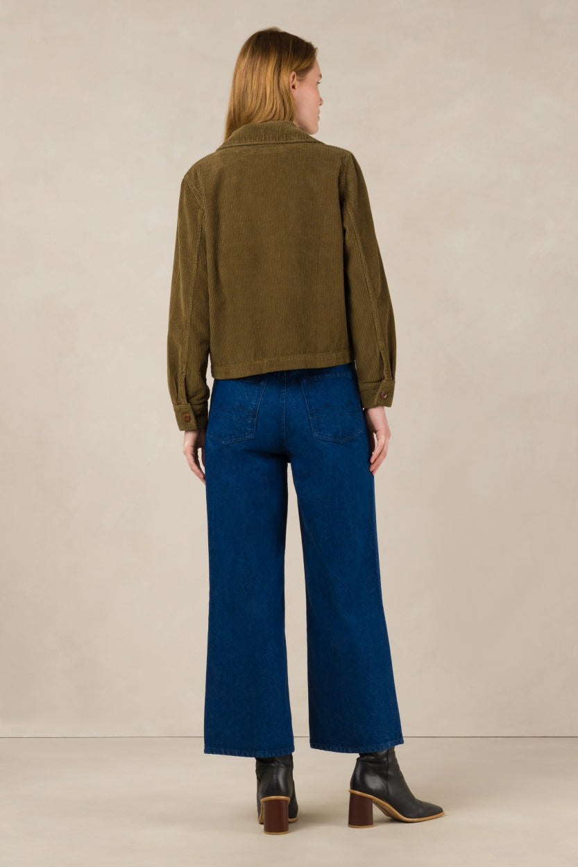 Veste côtelée en coton bio et recyclé | Vert kaki "navarre moss green"