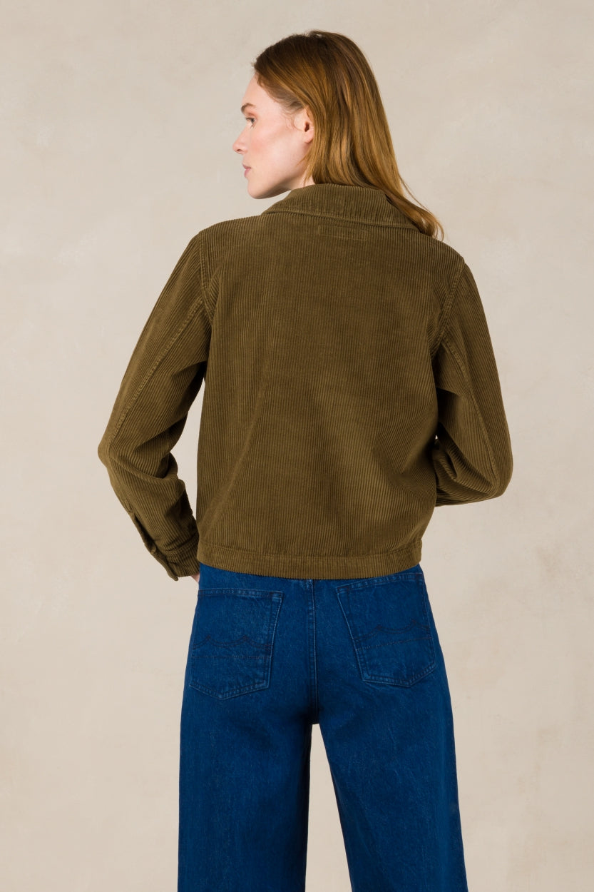 Veste côtelée en coton bio et recyclé | Vert kaki "navarre moss green"