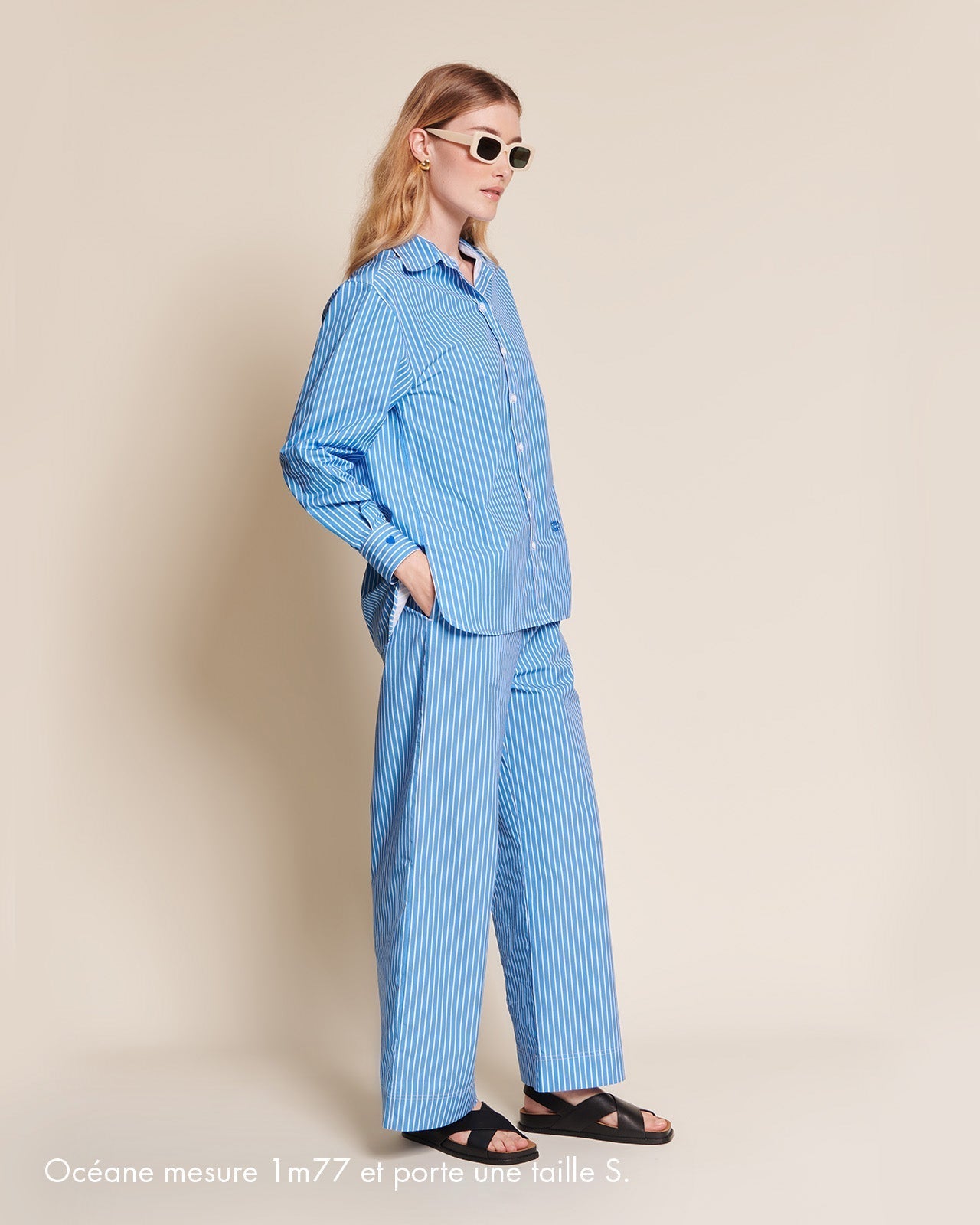la chemise l'amour est déclaré en coton bio - rayures bleues