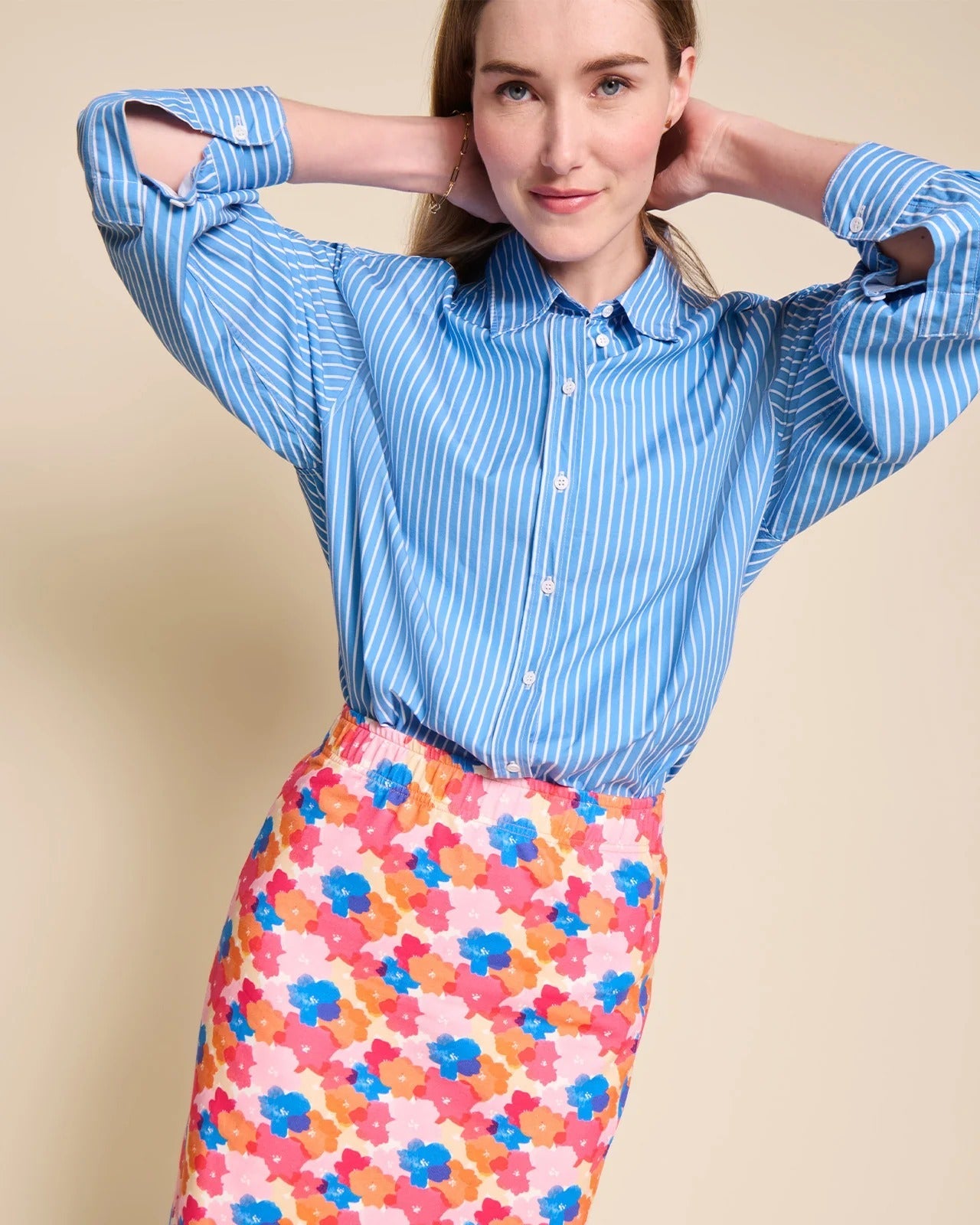la chemise l'amour est déclaré en coton bio - rayures bleues