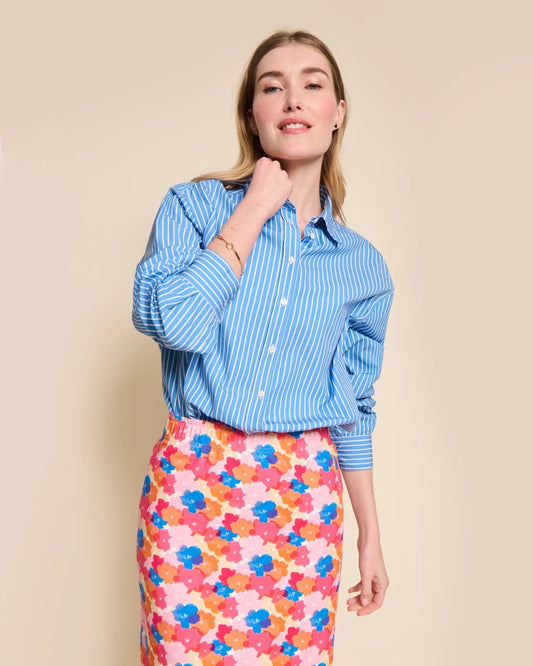 la chemise l'amour est déclaré en coton bio - rayures bleues