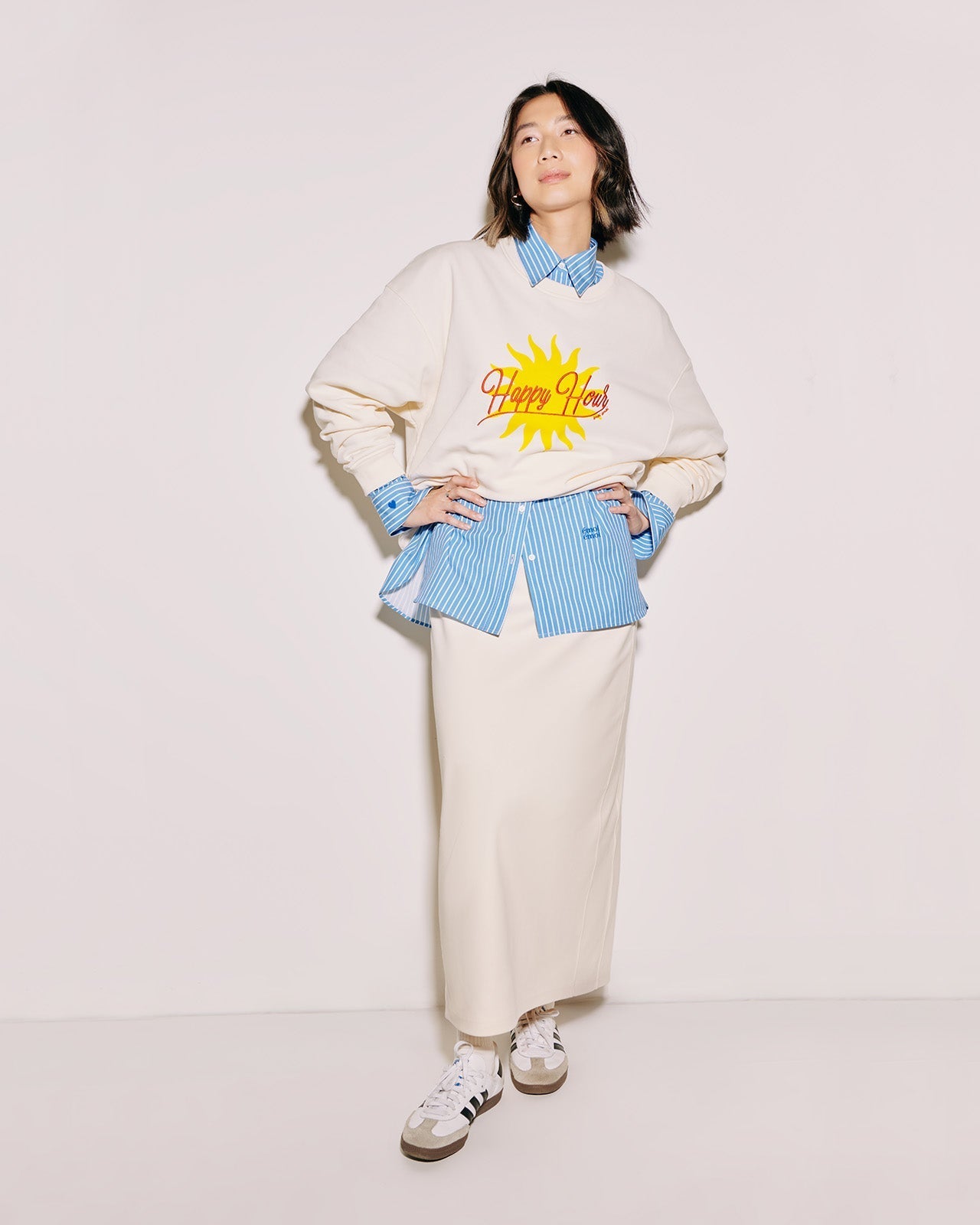 Sweat en coton bio | écru "happy hour"