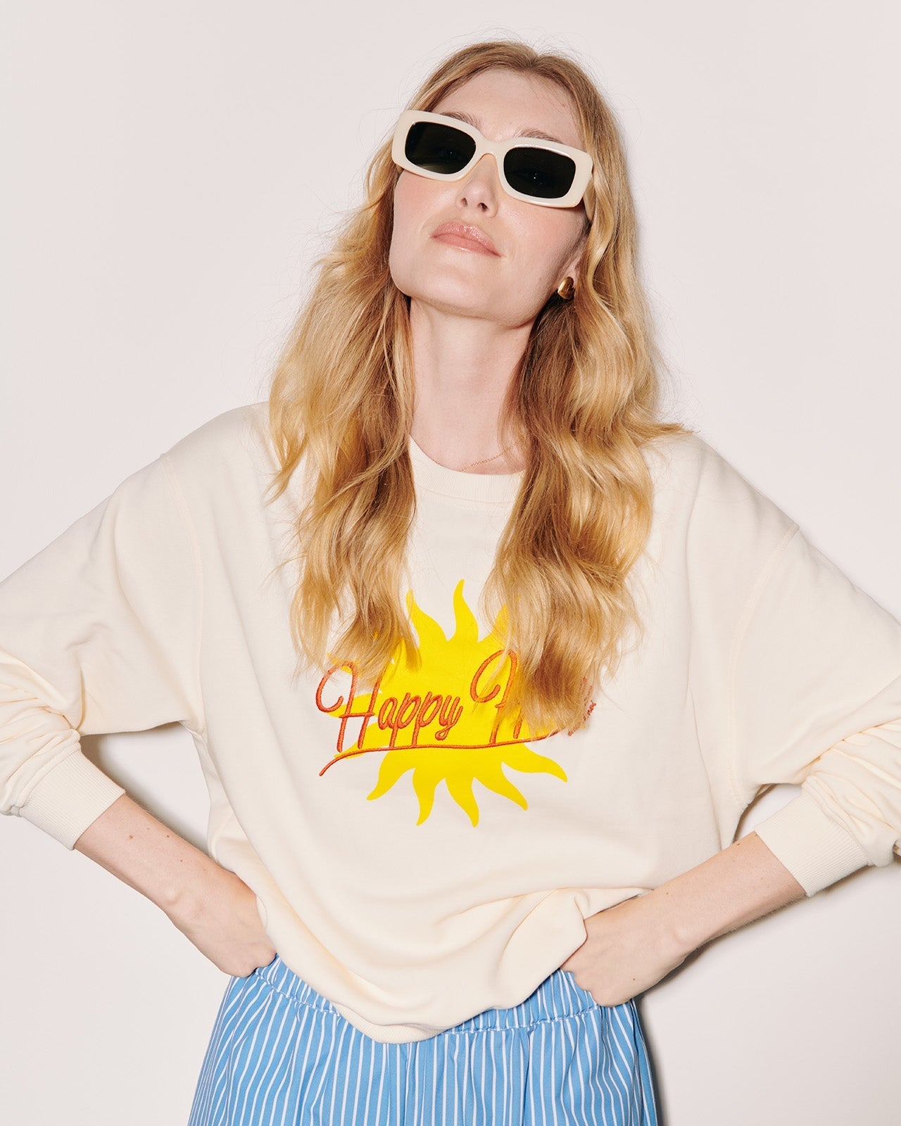 Sweat en coton bio | écru "happy hour"