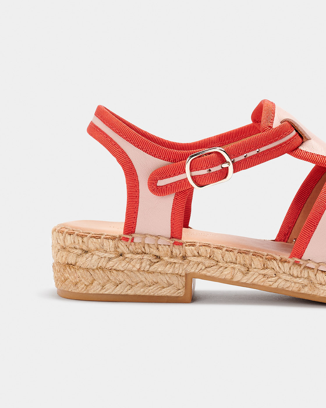 Sandales en cuir certifié et jute | bicolore "Sativa rous - red"