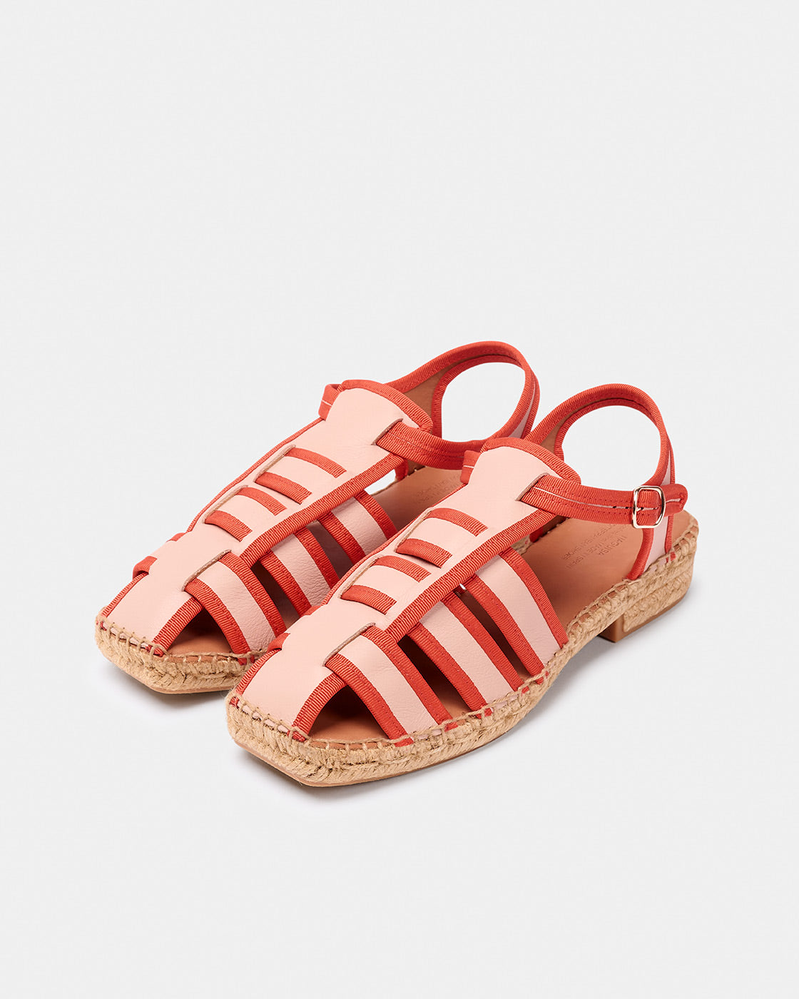 Sandales en cuir certifié et jute | bicolore "Sativa rous - red"