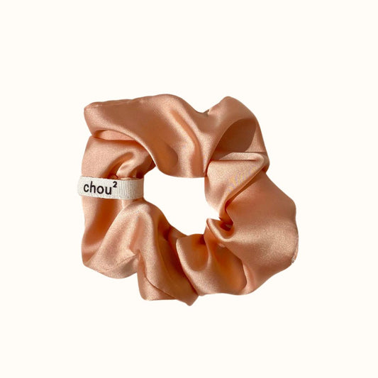 Chouchou en matière upcyclée | orange "satin pêche"
