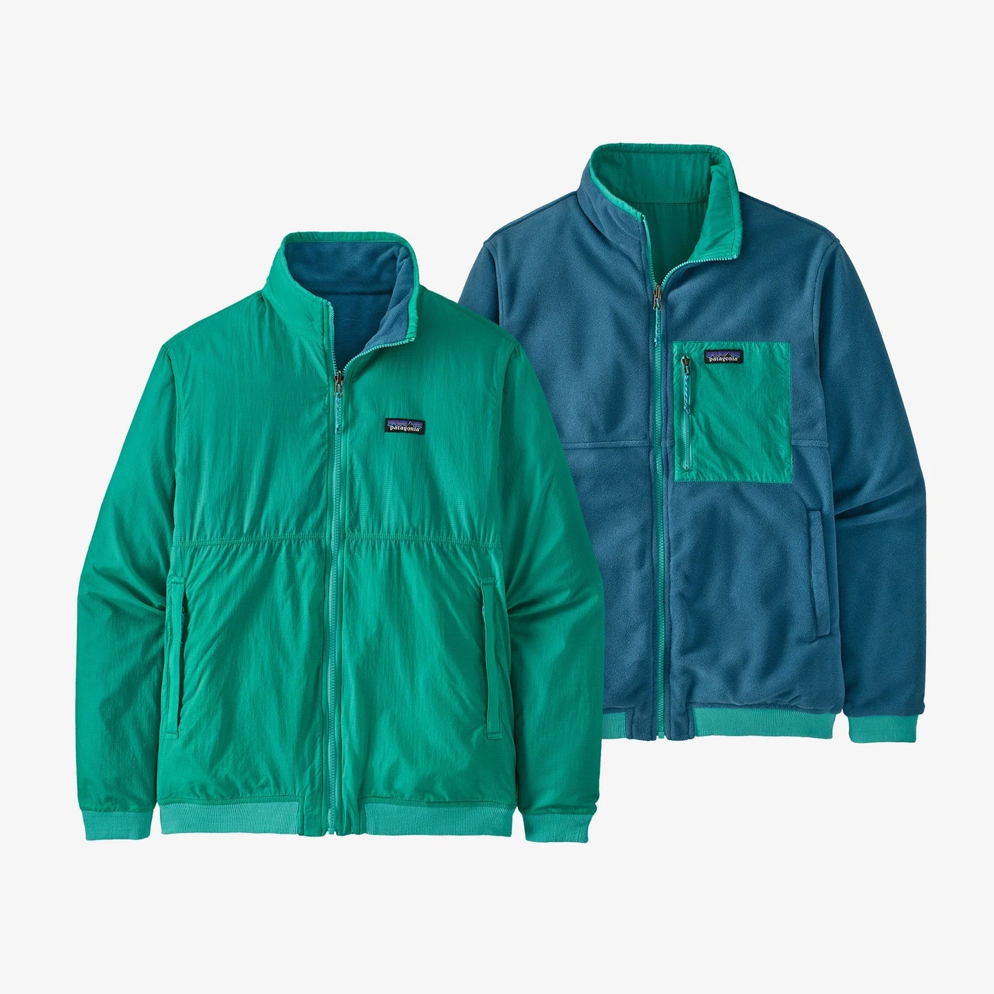 Veste coupe-vent réversible en recyclé | Bicolore "reversible shelled microdini fresh teal"