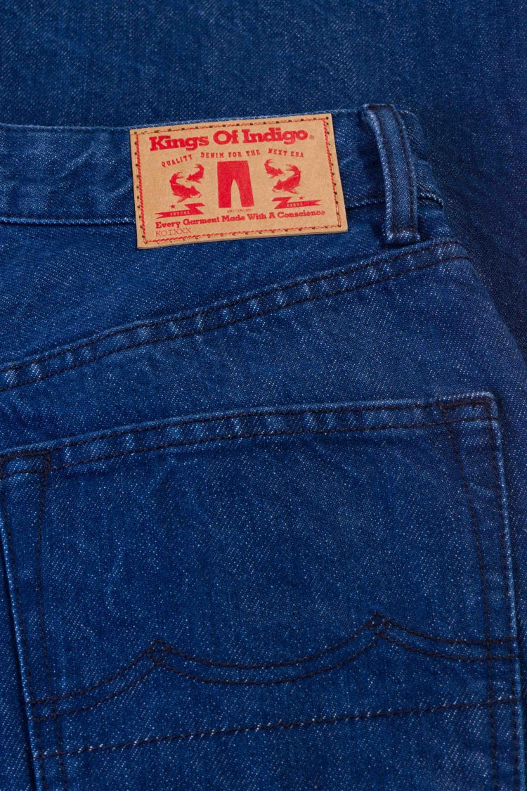 Jean ample en coton bio et recyclé | Bleu indigo "elisabeth cropped stanley space blue rinse"