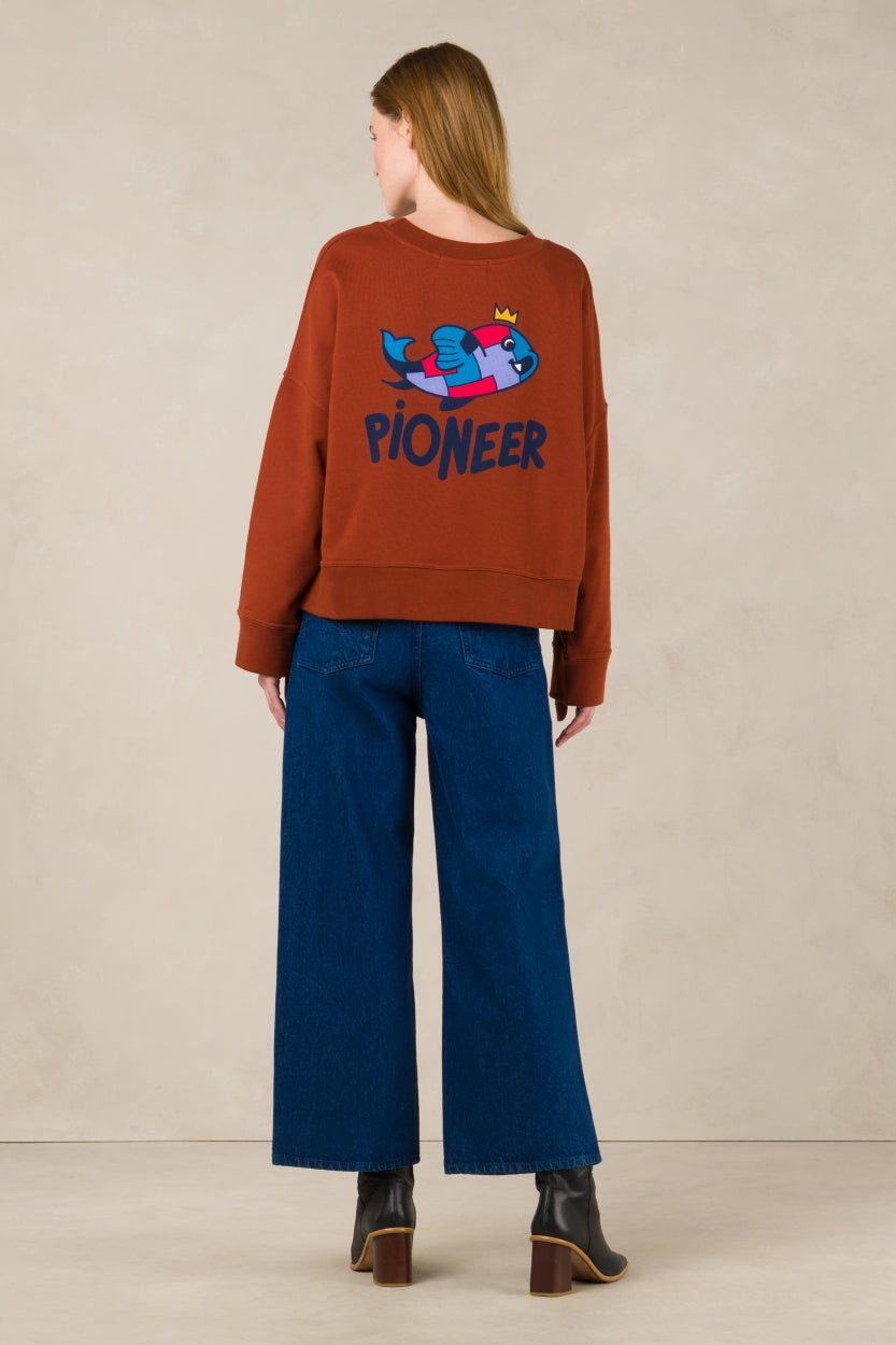 Jean ample en coton bio et recyclé | Bleu indigo "elisabeth cropped stanley space blue rinse"