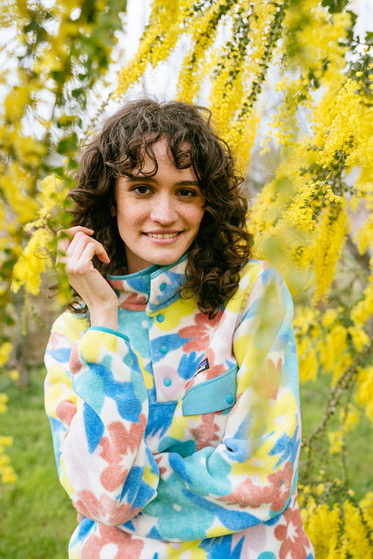 Polaire col boutonné en recyclé | Multicolore "lw synch channeling spring natural"