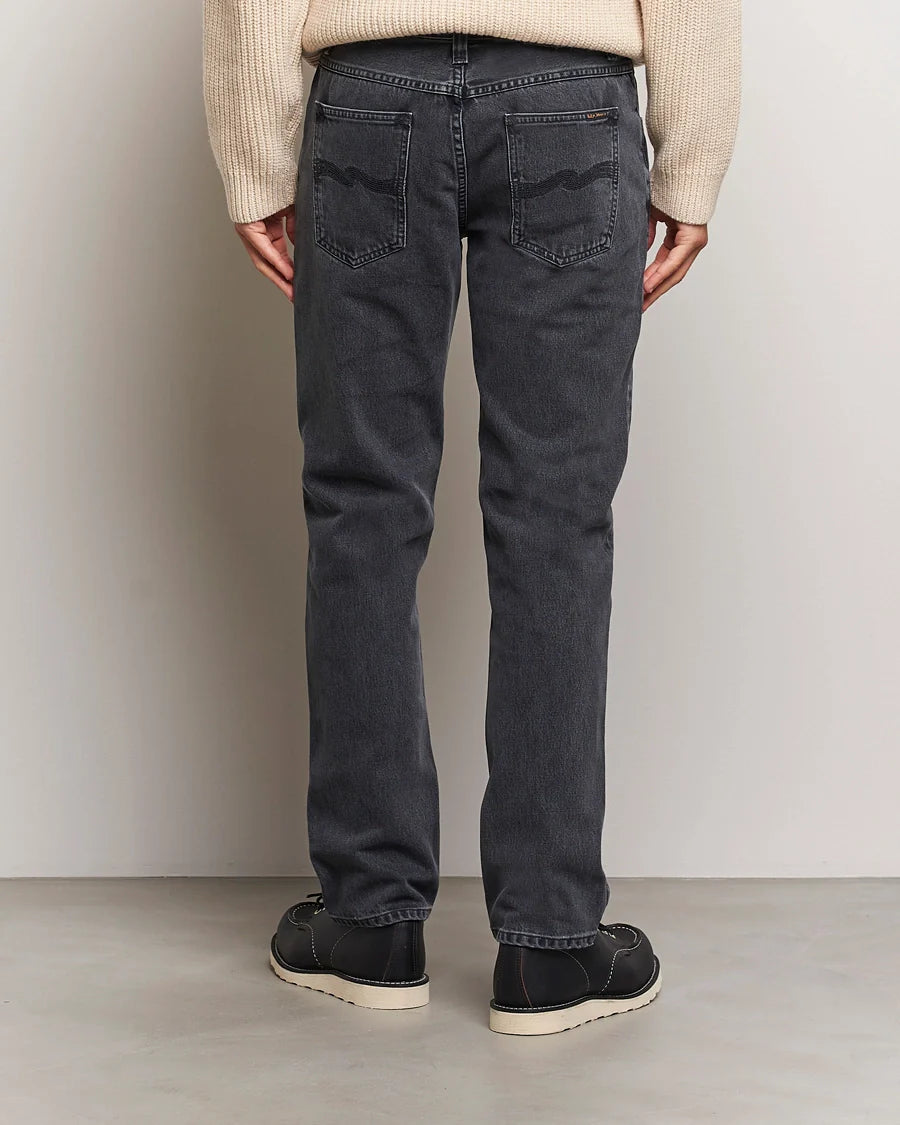 Jean droit en coton bio | noir délavé "gritty jackson black cliffs"as