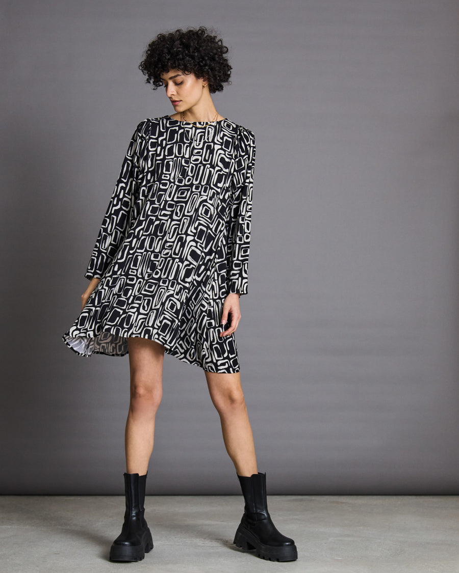 robe ample motifs bicolore en ecovero - shannon square print