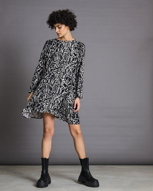 robe ample motifs bicolore en ecovero - shannon square print