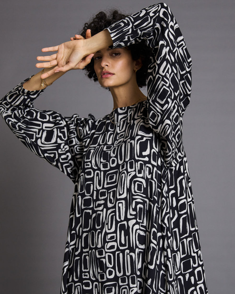 robe ample motifs bicolore en ecovero - shannon square print