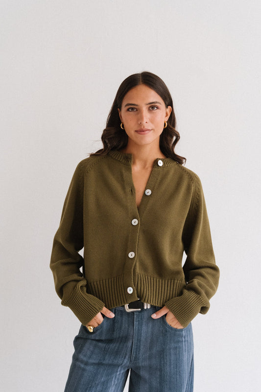 Gilet en coton bio | olive "sivia - woody olive"