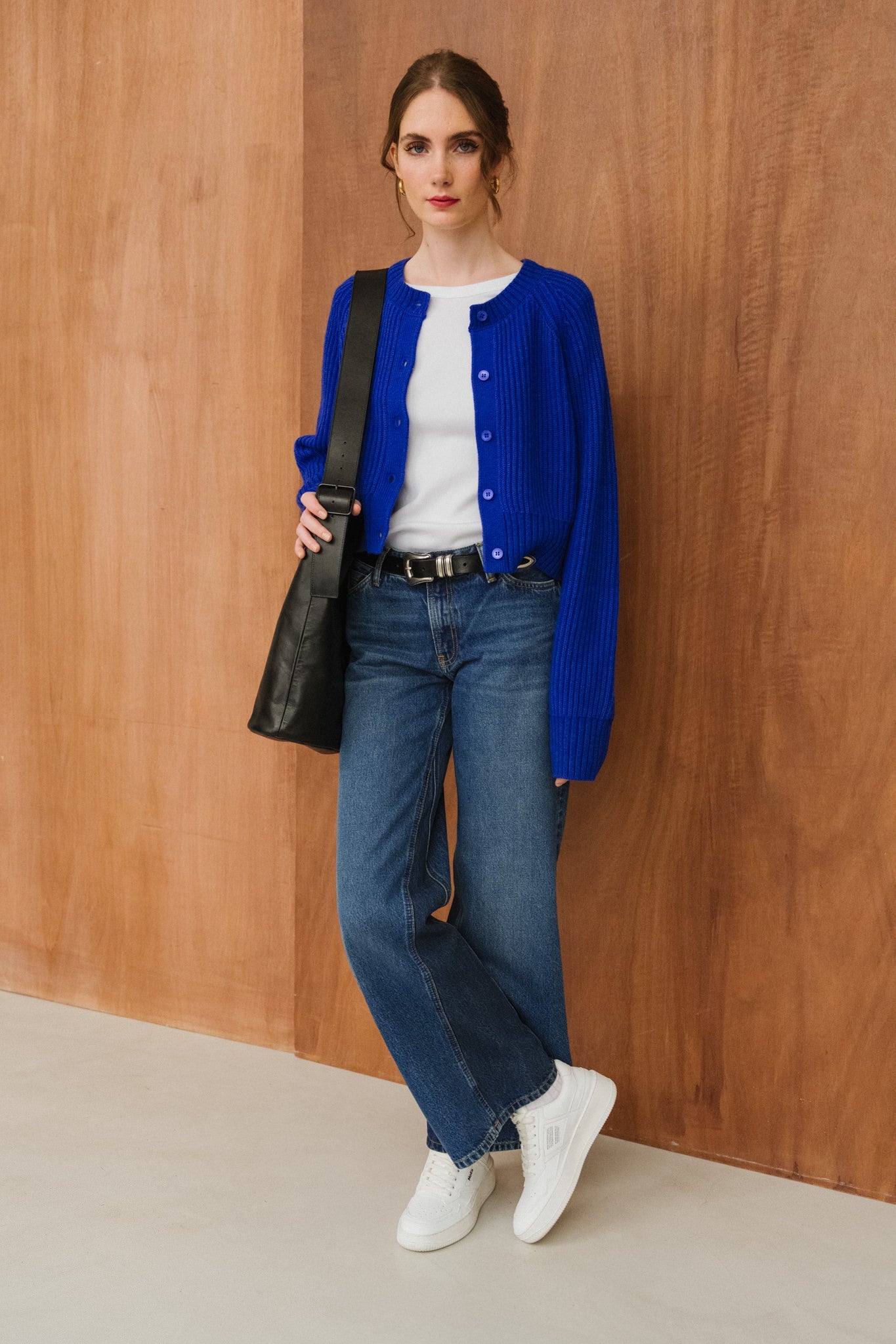 Gilet en laine bio | bleu "wool cropped cardigan blue klein"
