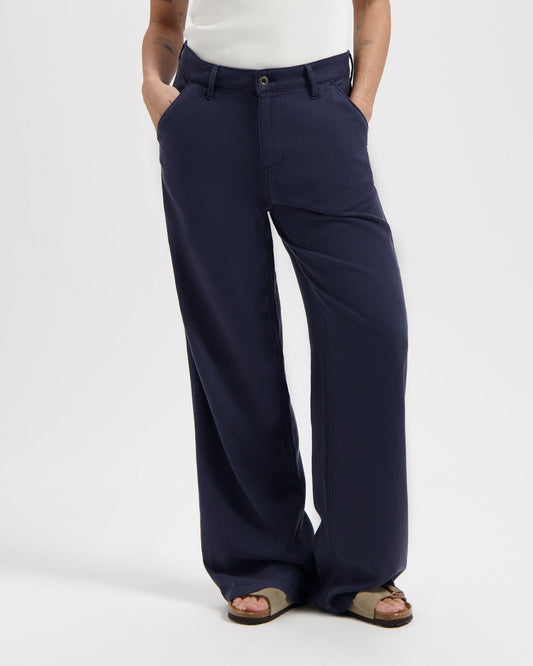 Pantalon ample en tencel et lin | Marine "thalia chino dark navy"