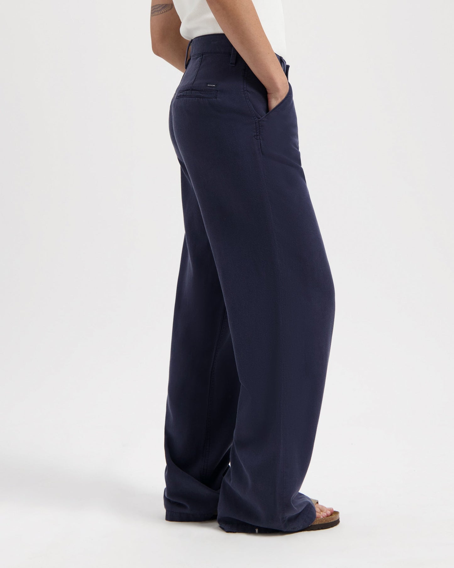 Pantalon ample en tencel et lin | Marine "thalia chino dark navy"