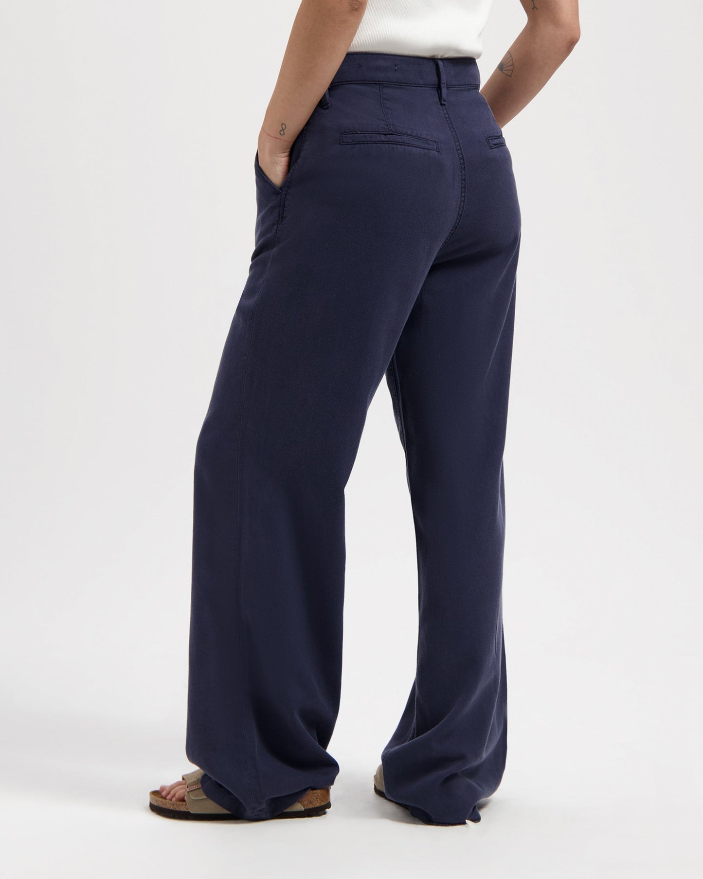 Pantalon ample en tencel et lin | Marine "thalia chino dark navy"