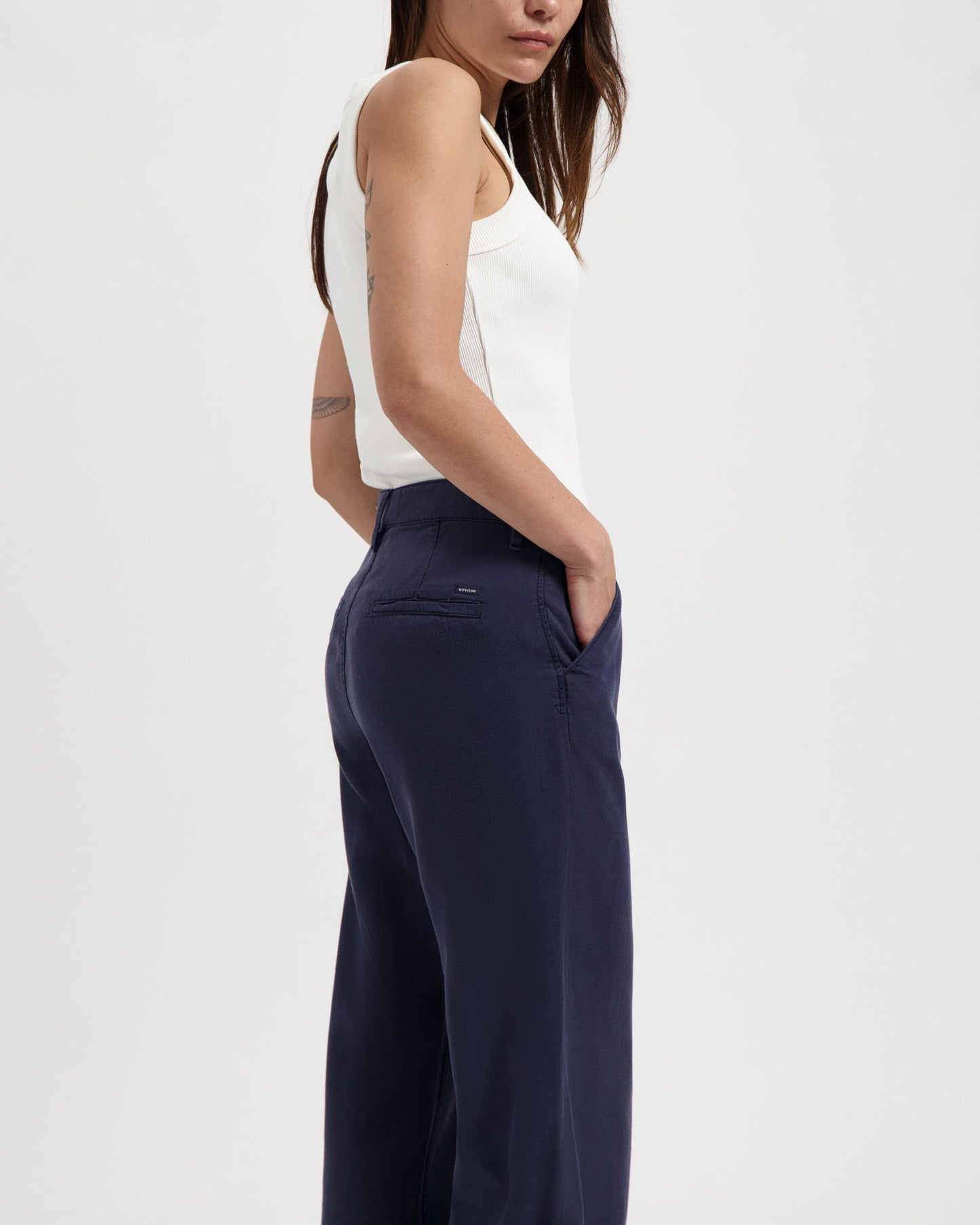 Pantalon ample en tencel et lin | Marine "thalia chino dark navy"