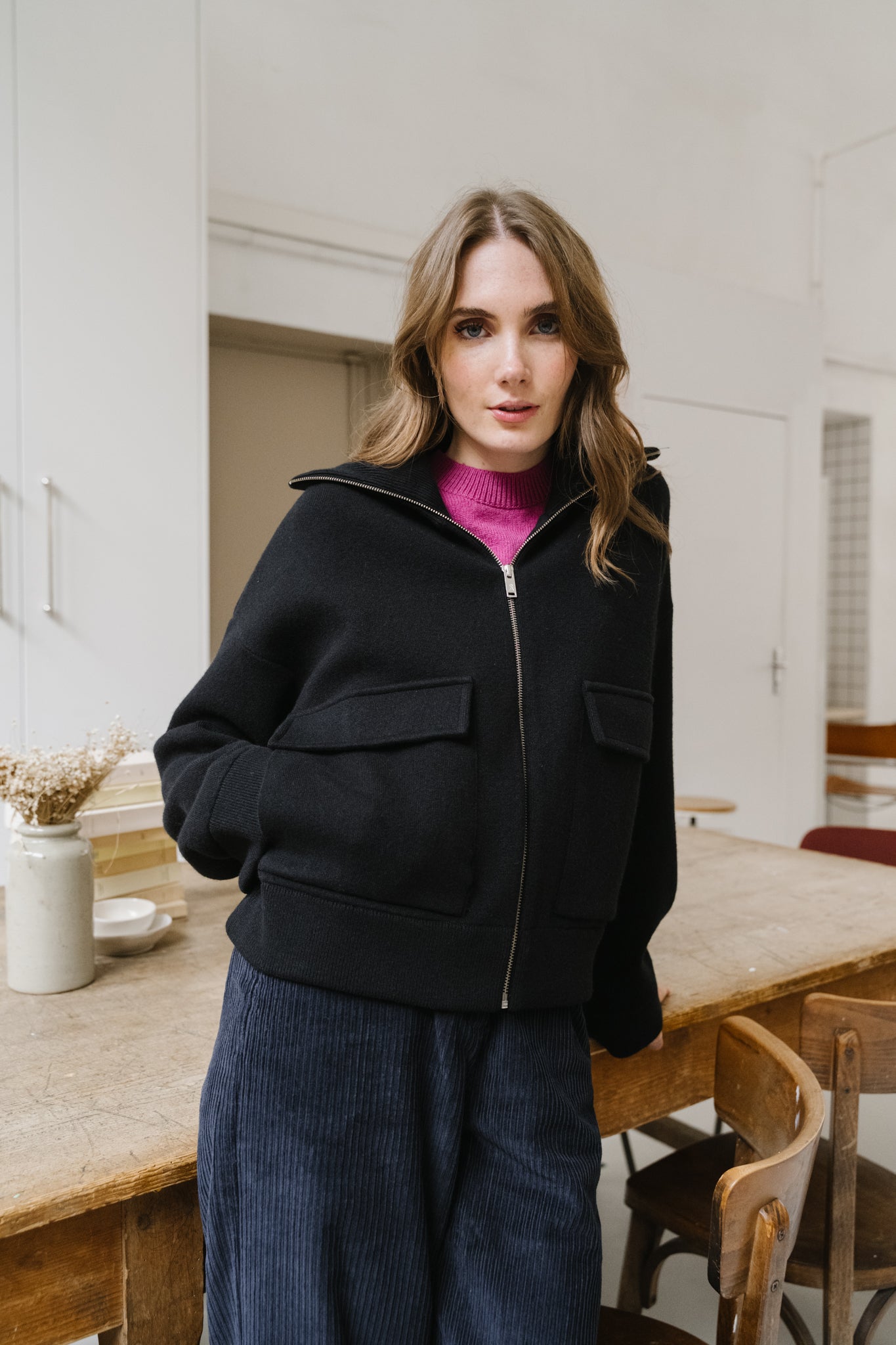veste en laine bio | noir "JOANIAAS - black"