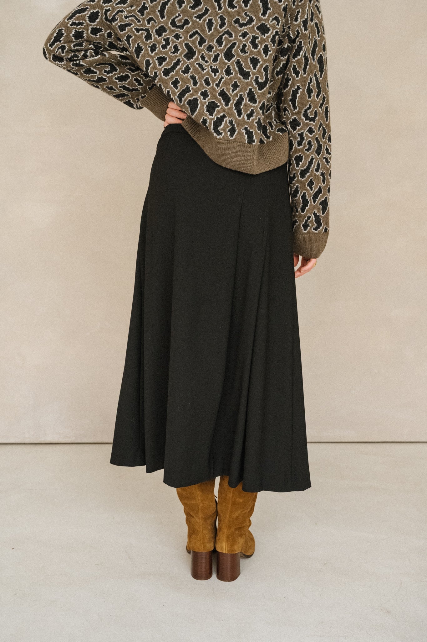 Jupe évasée en laine certifiée | noir "black bahia skirt - black"