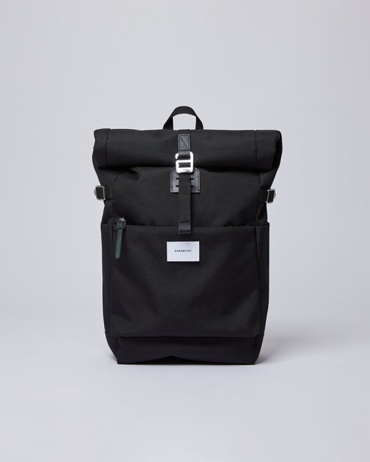 Sac à dos rolltop en matière recyclée | noir "Ilon black"