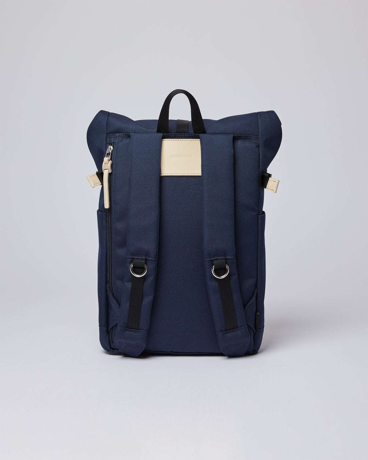 Sac à dos rolltop en matière recyclée | marine "Ilon navy with natural leather"