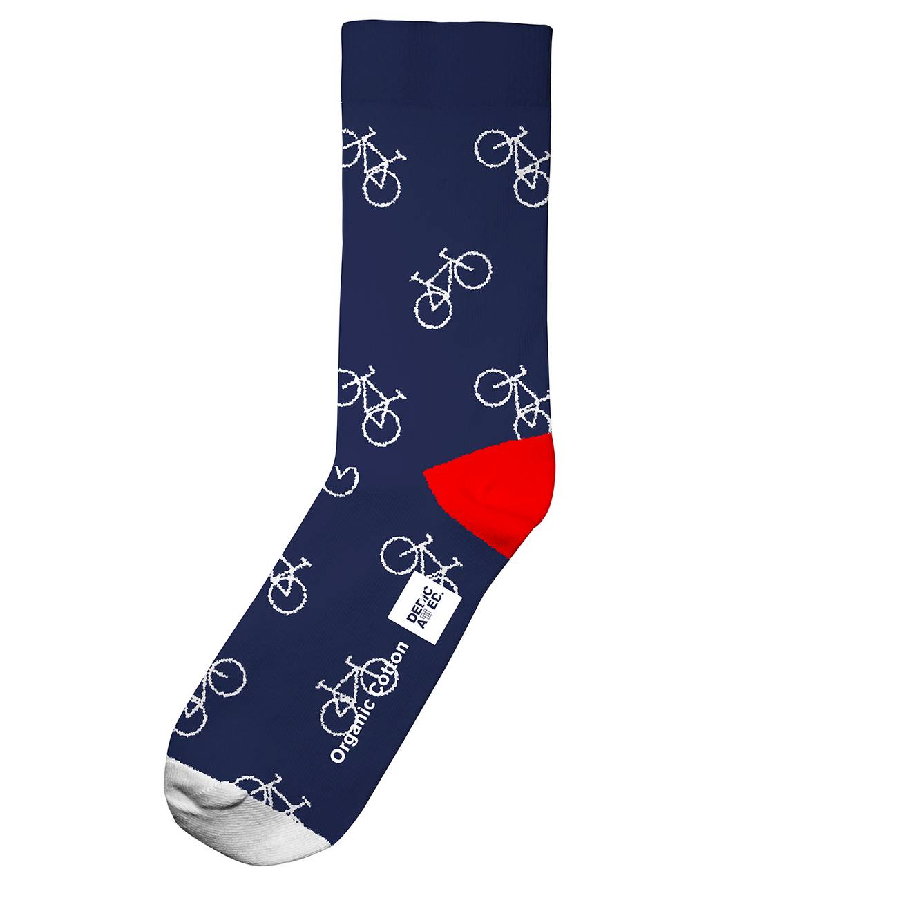Chaussettes hautes marine motif vélo en coton bio