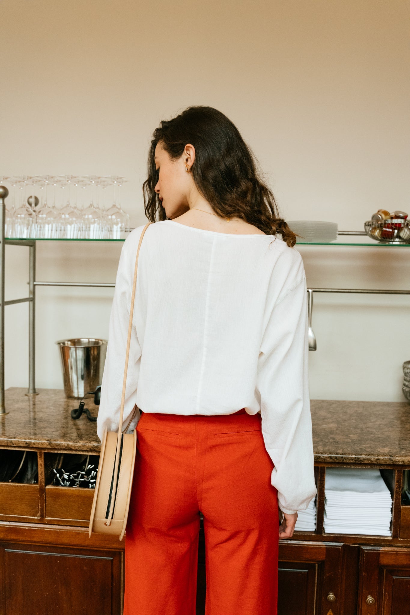 Blouse blanche en crêpe de coton bio - a-shape volume sleeved shirt snow white