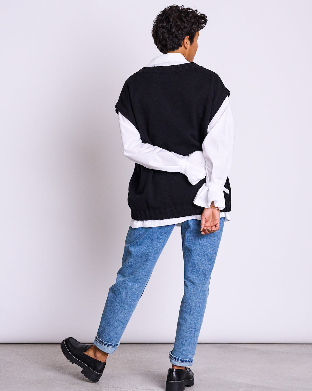 Pull sans manches noir en coton bio - Lenee black
