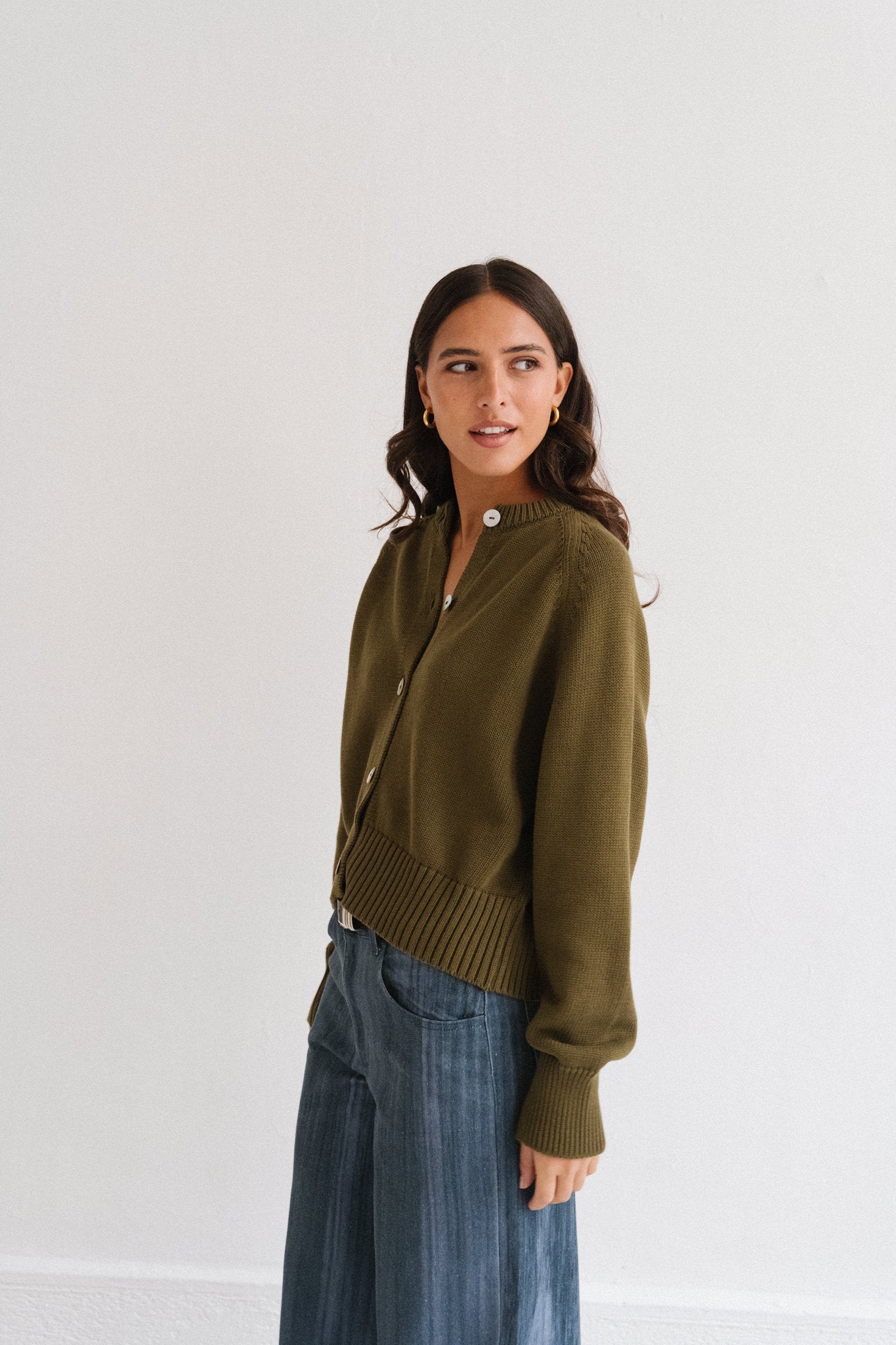 Gilet en coton bio | olive "sivia - woody olive"