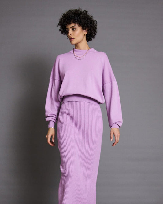 Pull oversize en coton bio | Rose "yin orchid"