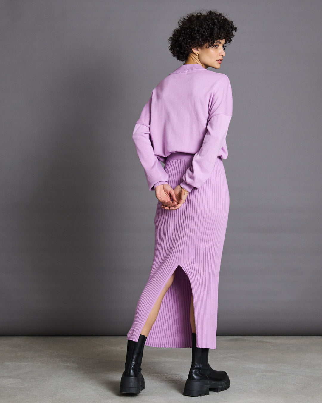 Pull oversize en coton bio | Rose "yin orchid"