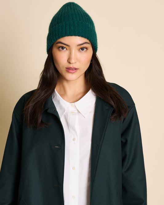 Bonnet en laine et mohair recyclés | Vert "bjon knit beanie bottle green"