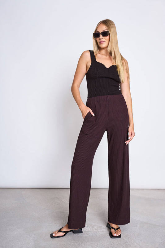 Pantalon ample côtelé en tencel | marron "smilla espresso"