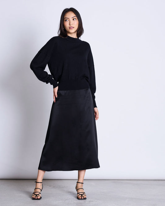Jupe longue en ecovero | noir "dira black"