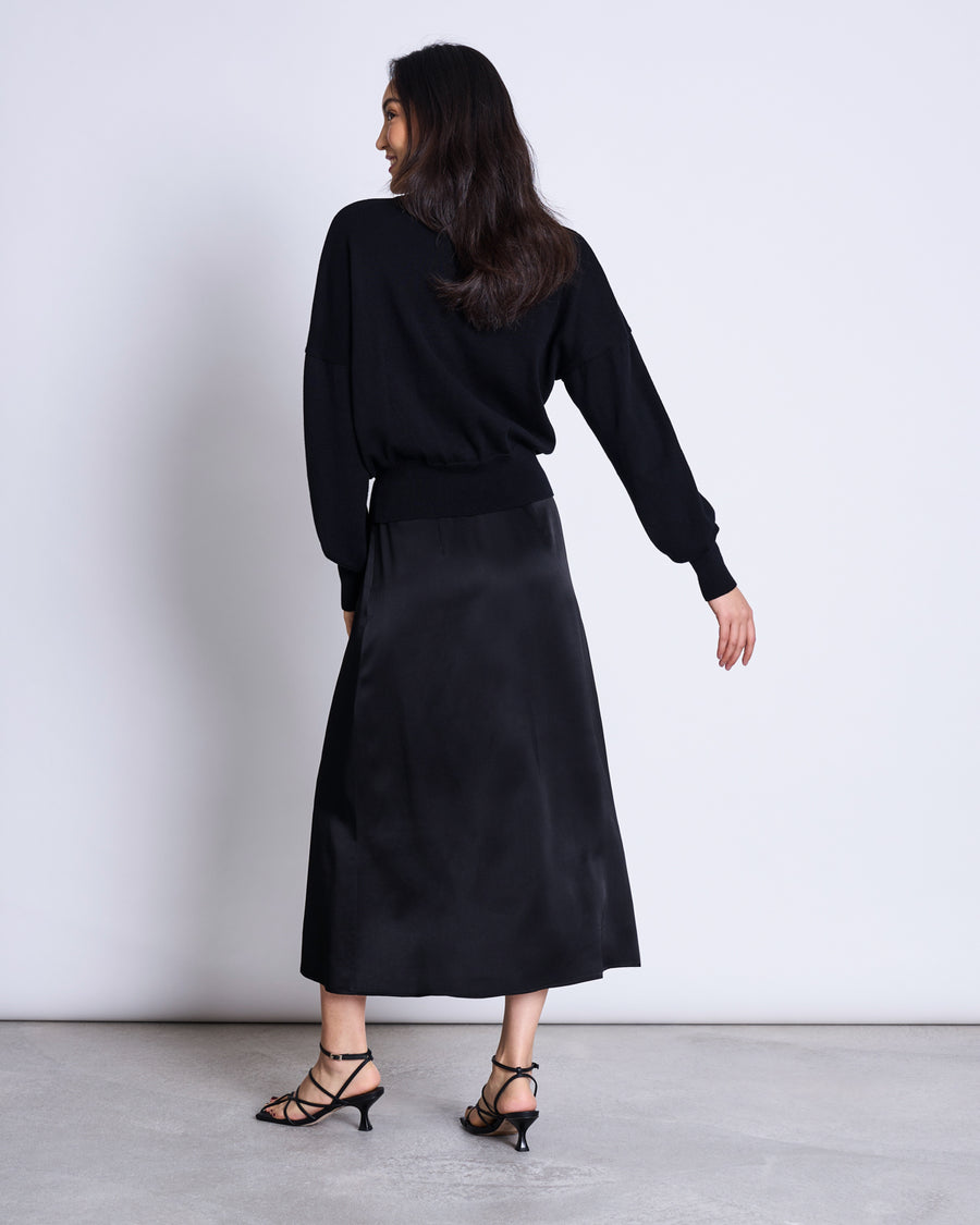 Jupe longue en ecovero | noir "dira black"