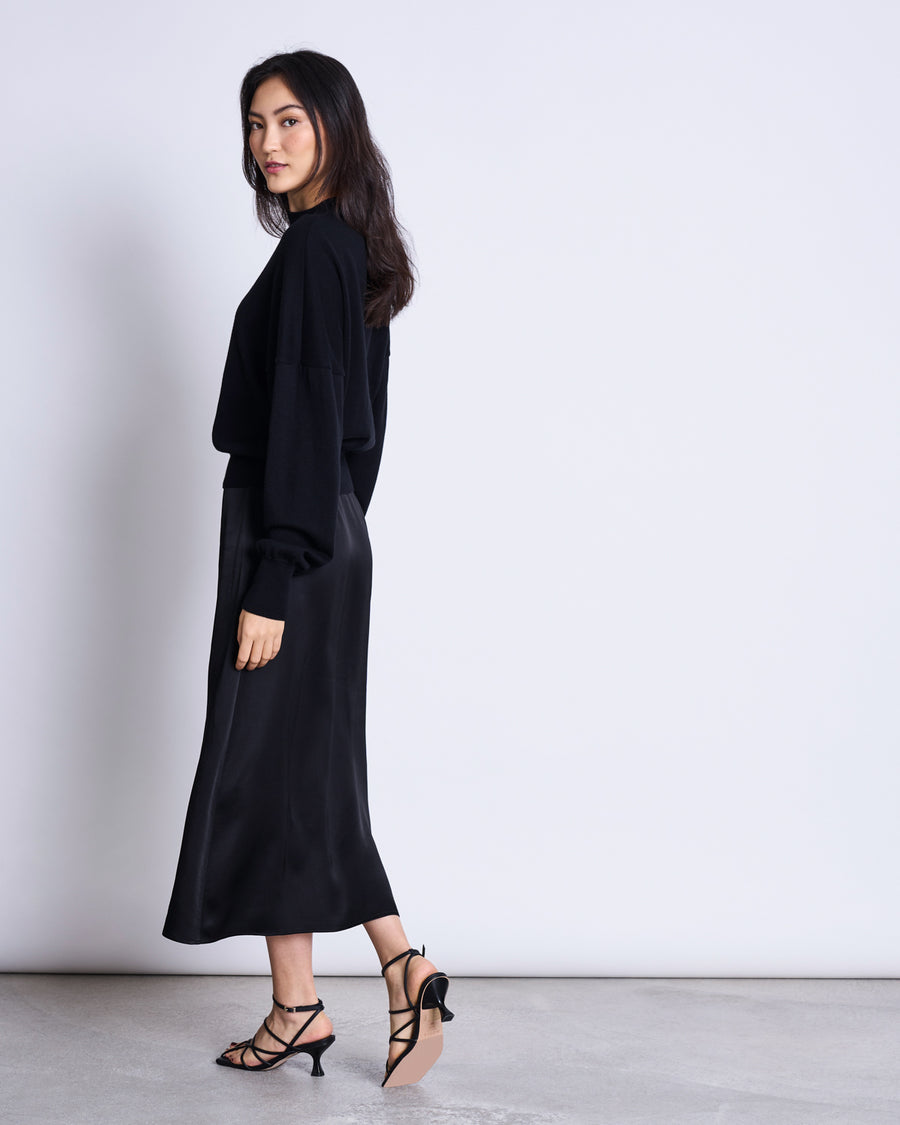 Jupe longue en ecovero | noir "dira black"