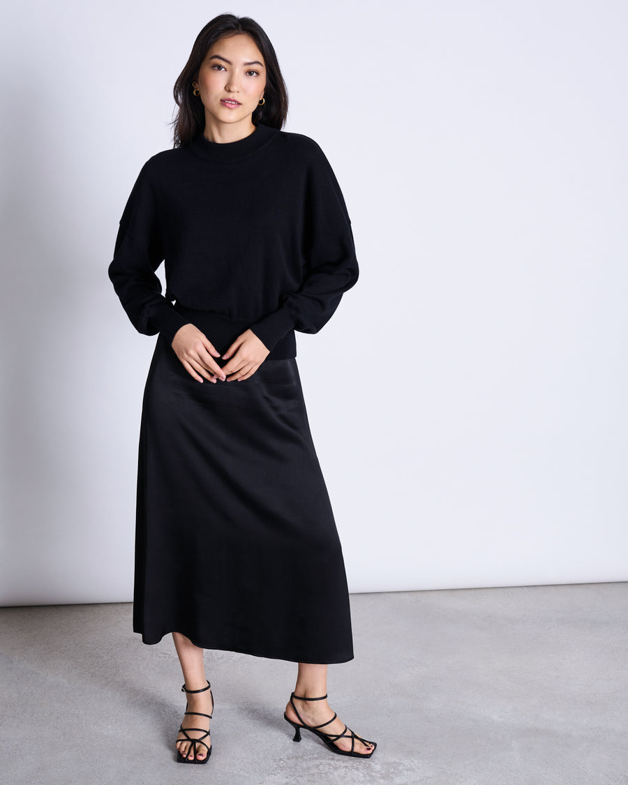 Jupe longue en ecovero | noir "dira black"