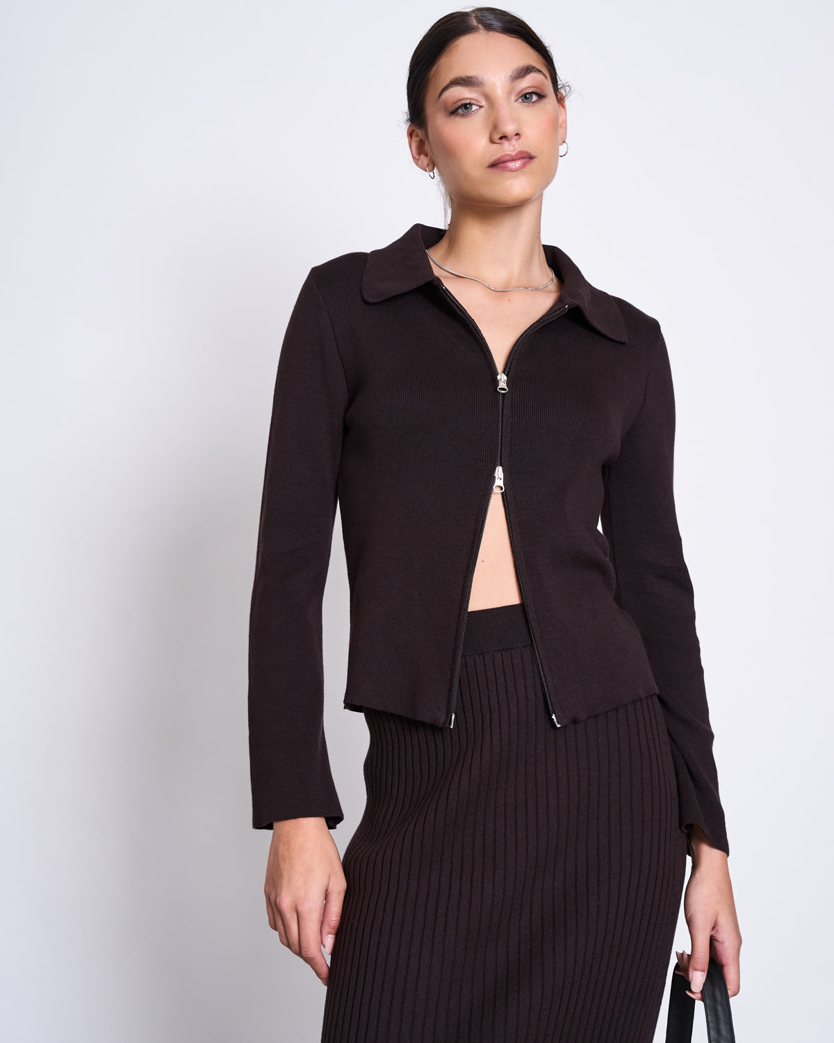 Gilet zippé en coton bio | marron "tyrie espresso"