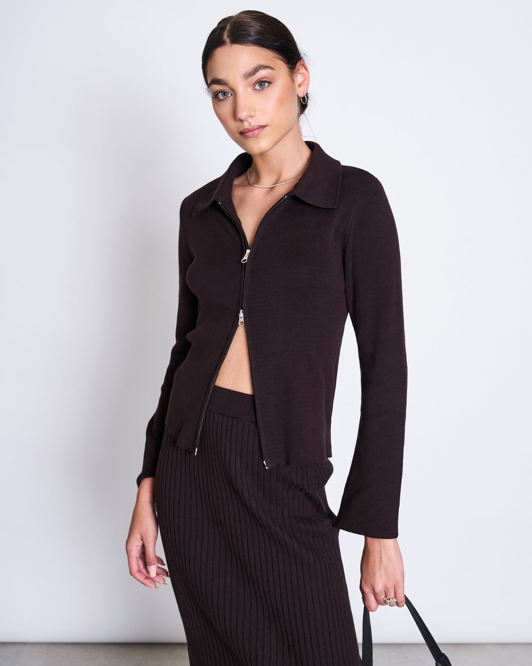 Gilet zippé en coton bio | marron "tyrie espresso"