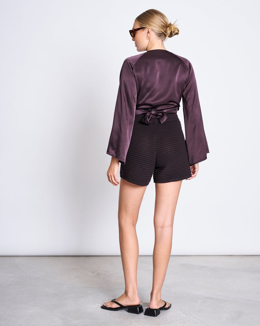 Blouse satinée en viscose enka | marron 'carrine espresso'