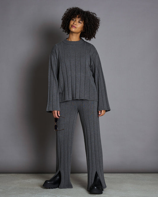 Pull ample en maille de coton bio | Gris foncé "tica dark grey"