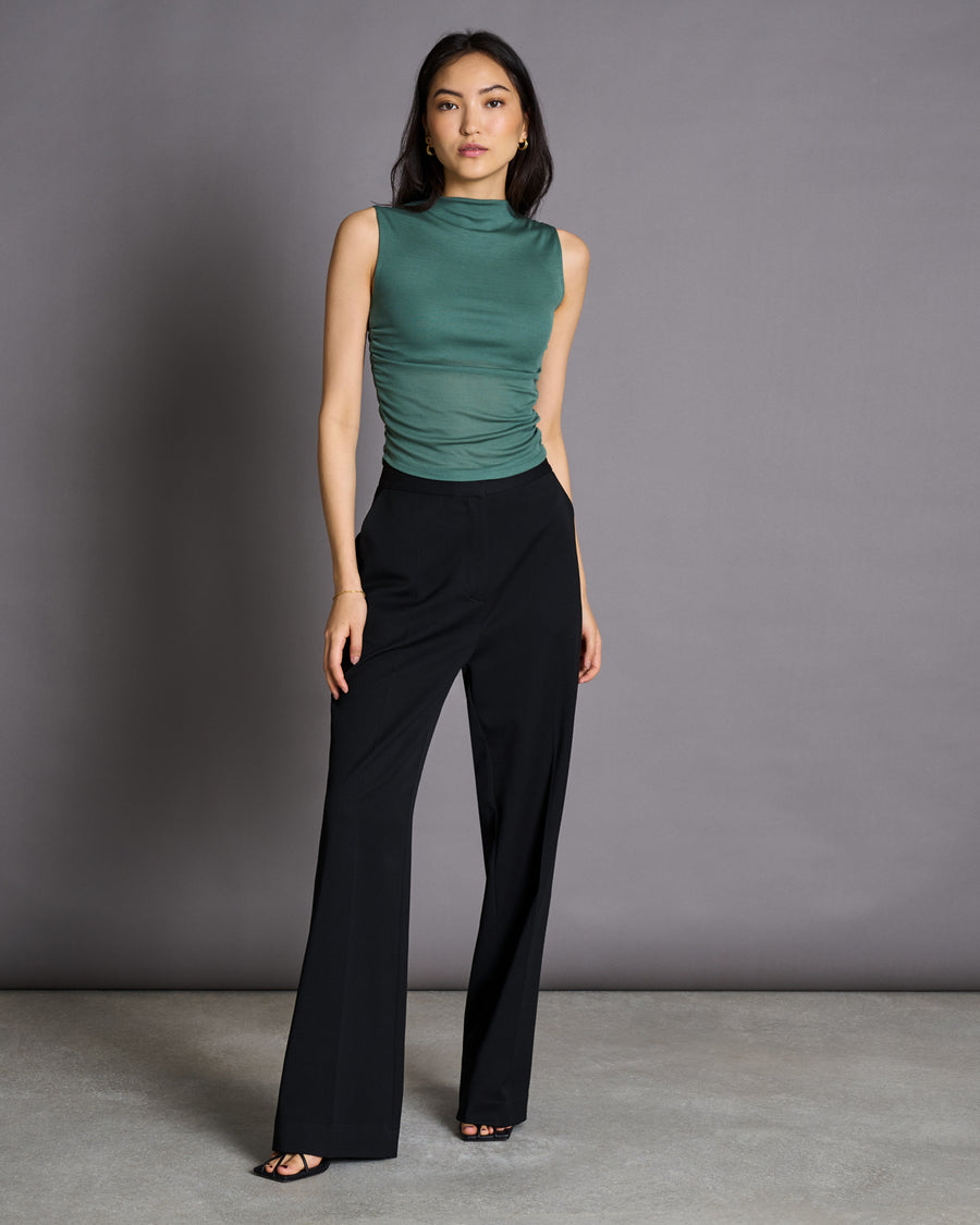 Top à volants sans manches en tencel | Vert menthe "rafo dark mint"